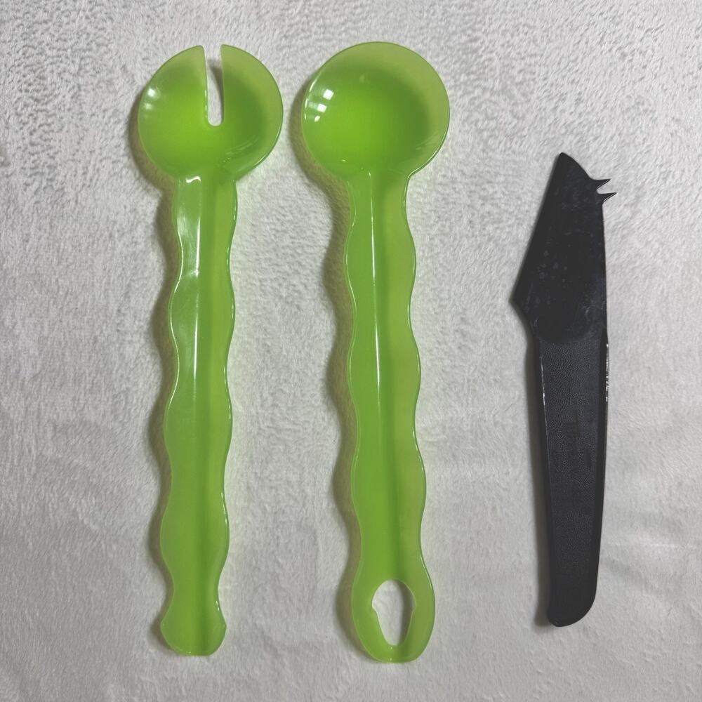 Vtg Tupperware Utensil Lot Green Salad Spoon Fork Citrus Peeler Kitchen Tools